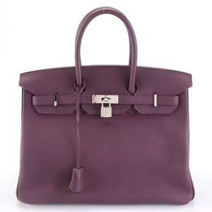 Hermès Birkin Bag, 35 Satchel in Cassis Veau Taurillon Clemence Leather